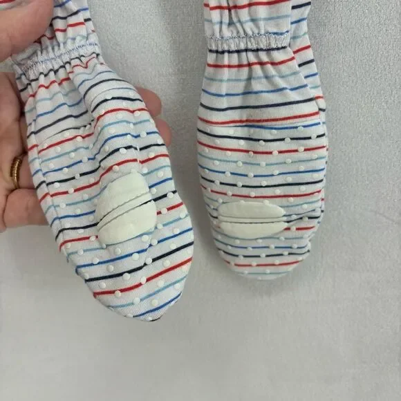 Macaron + Me Footsie Stripes baby boy girl 9-12 months blue red white pajama - Picture 3 of 7